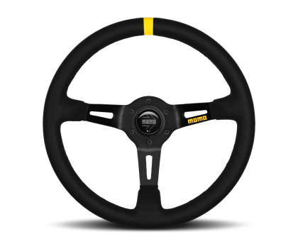 R1908/35S Momo MOD08 Steering Wheel 350 mm - Black Suede/Black Spokes/1 Stripe