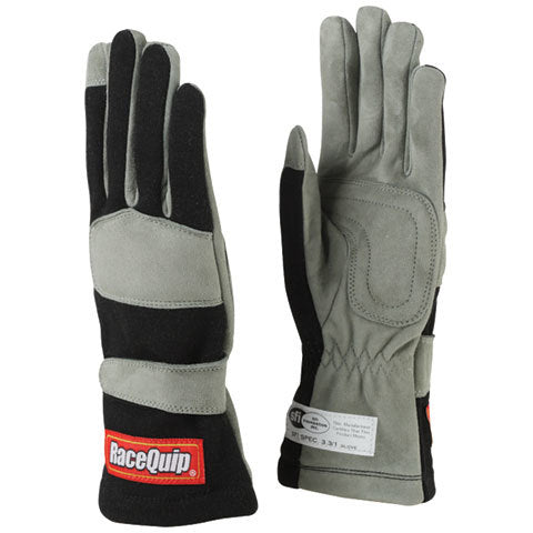 RQP351006 Driving Gloves, 351 Series, SFI 3.3/1, Single Layer, Nomex / Suede, Black / Gray, X-Large, Pair