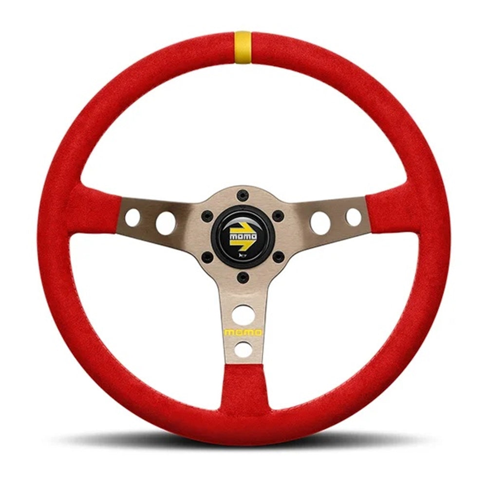R1905/35MR MOMO MOD.07 350 Diam 72 Dish Red Microfiber Anthracite Anodized Spokes 1 Stripe