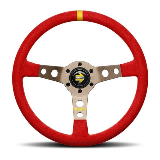 R1905/35MR MOMO MOD.07 350 Diam 72 Dish Red Microfiber Anthracite Anodized Spokes 1 Stripe