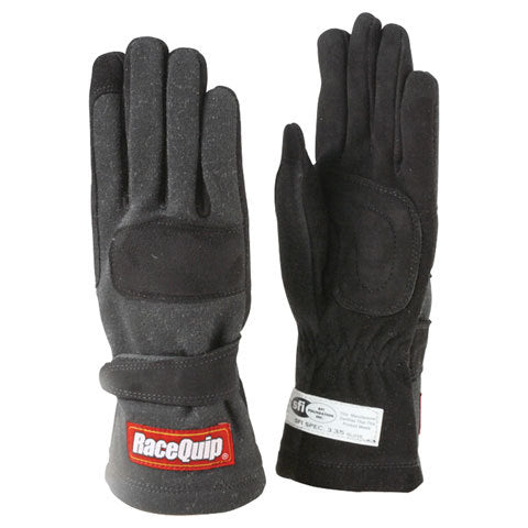 RQP355007 Driving Gloves, 355 Series, SFI 3.3/5, Double Layer, Nomex / Suede, Black / Black, 2X-Large, Pair