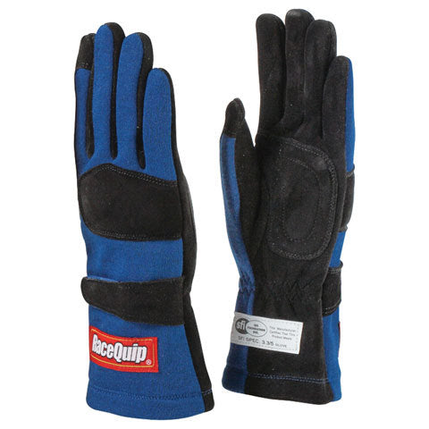RQP355023 Driving Gloves, 355 Series, SFI 3.3/5, Double Layer, Nomex / Suede, Black / Blue, Medium, Pair